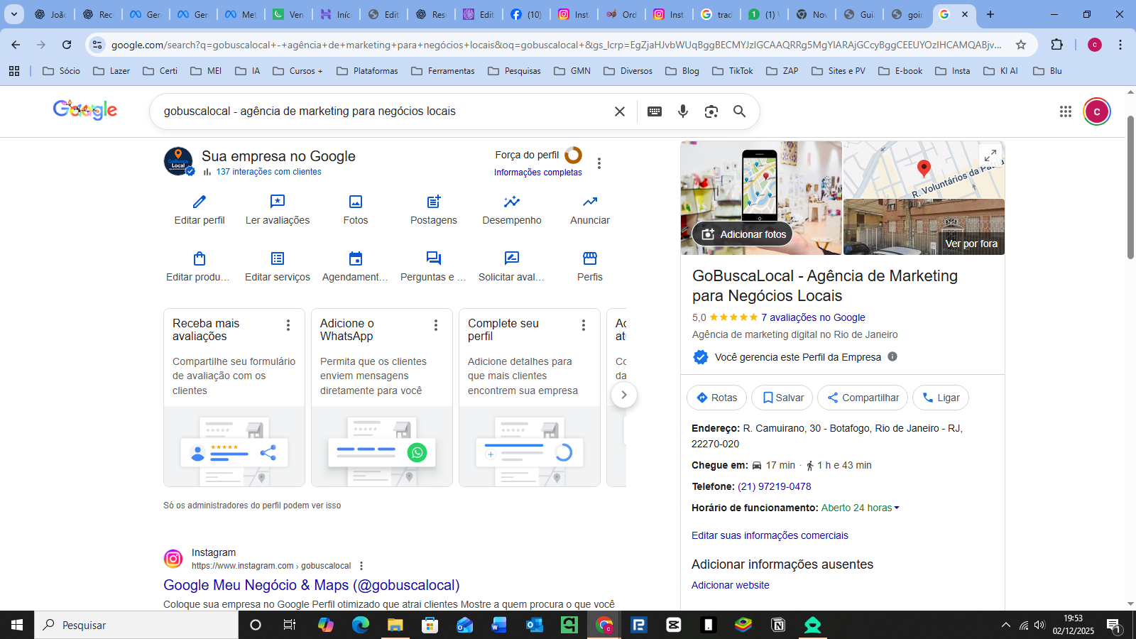 Antes e Depois do Perfil no Google